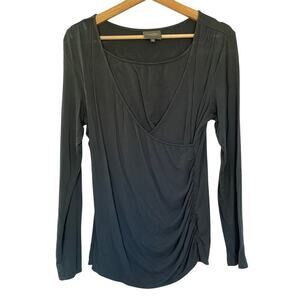 Milk nursingwear turquoise green long sleeved shirt rayon top women's size M